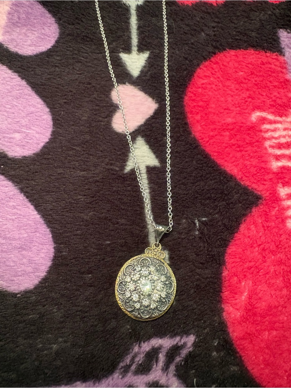 750 white gold Chain with antique Pendant. - Picture 3 of 8